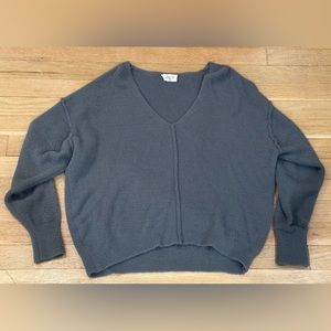 Artizia Wilfred Free Gray Fuzzy Soft V Neck Sweater XS